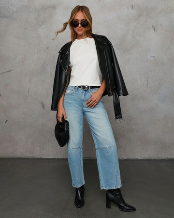 Evangelina Stretch Distressed Barrel Jeans