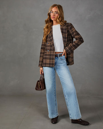 Together Time Plaid Double Breasted Jacket