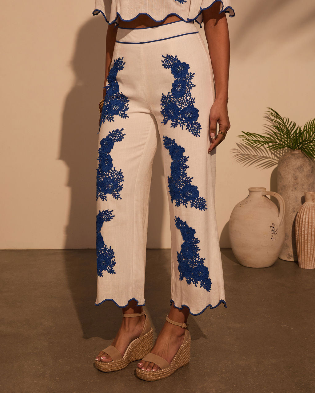 Ocean Drive Embroidered Linen Pants – VICI