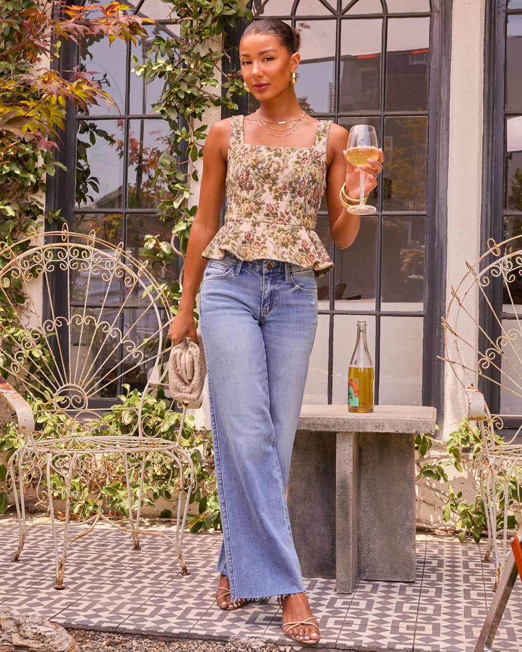 Rosemilk Floral Tapestry Peplum Top – VICI