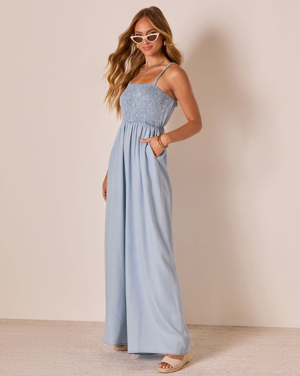 Kerra Wide Leg Chambray Jumpsuit – VICI