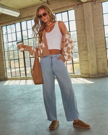 Kaleena Mid Rise Barrel Leg Jeans