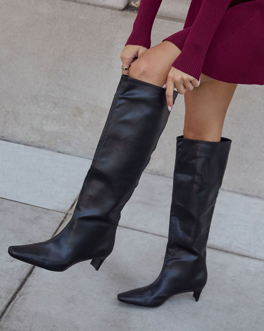 Divya Kitten Heel Knee High Boots – VICI