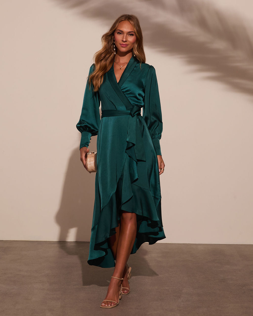 Vilma Satin Wrap Midi Dress VICI Vilma Satin Wrap Midi Dress VICI