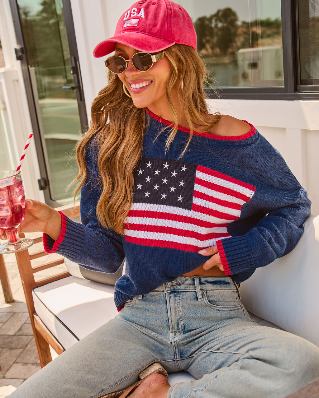 Vici USA Embroidered Red Baseball Cap Stateside Glow USA Baseball Cap – VICI main image 3