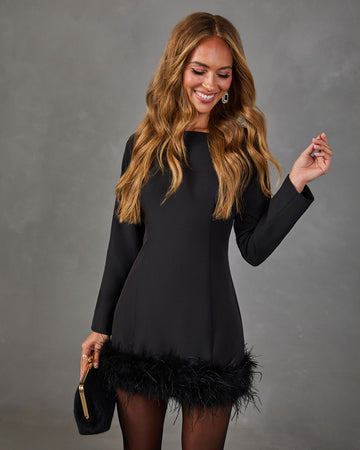 Milton Feather Trim Mini Dress