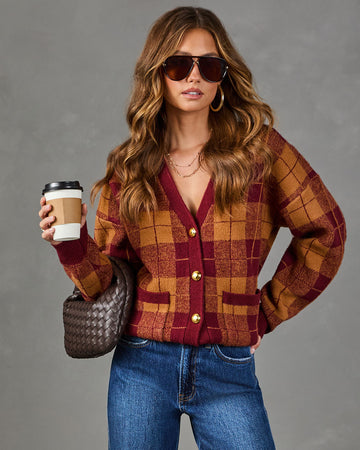 Fall Foliage Plaid Button Down Cardigan