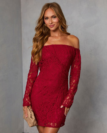 Emberlee Off The Shoulder Lace Mini Dress