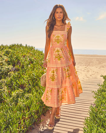 Tropical Reverie Tiered Floral Maxi Dress