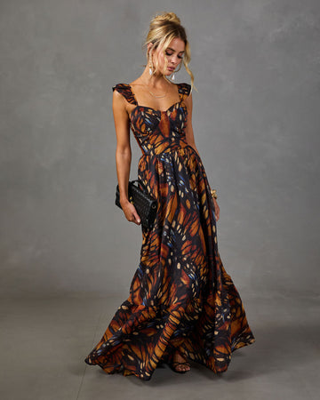 Swoon Society Butterfly Print Maxi Dress