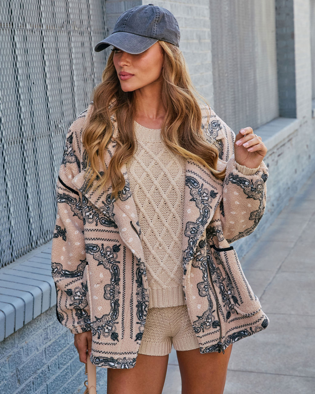 Menita Abstract Sherpa Moto Jacket – VICI