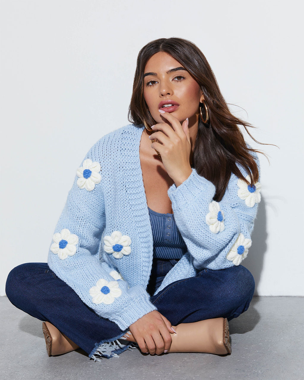 Fallen Daisy Oversized Knit Cardigan VICI