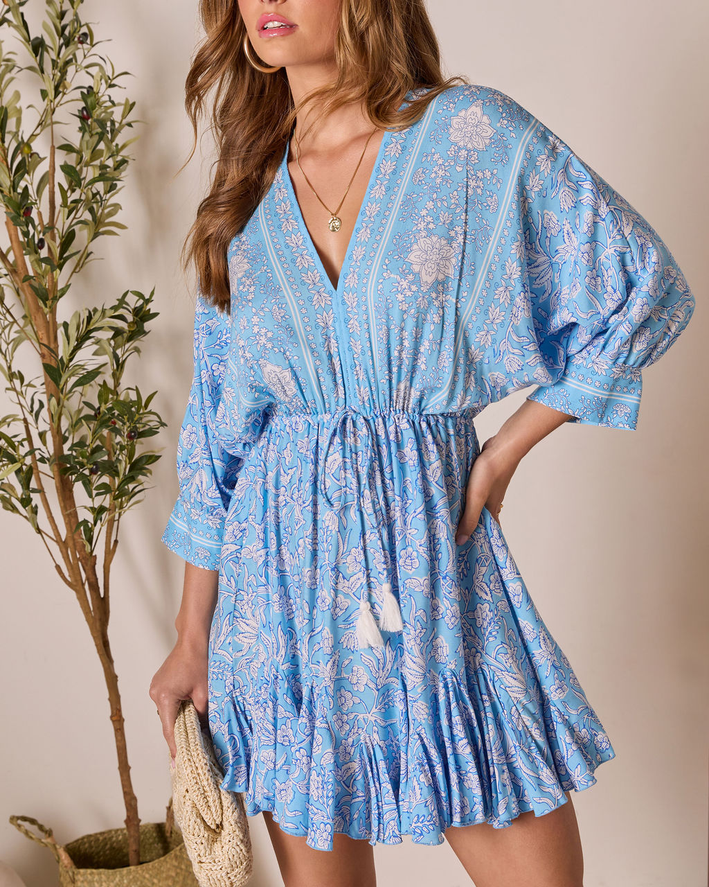 athena floral ruched long sleeve midi dress Anne Klein Printed Midi Dress