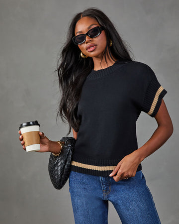 Serena Contrast Stripe Short Sleeve Sweater