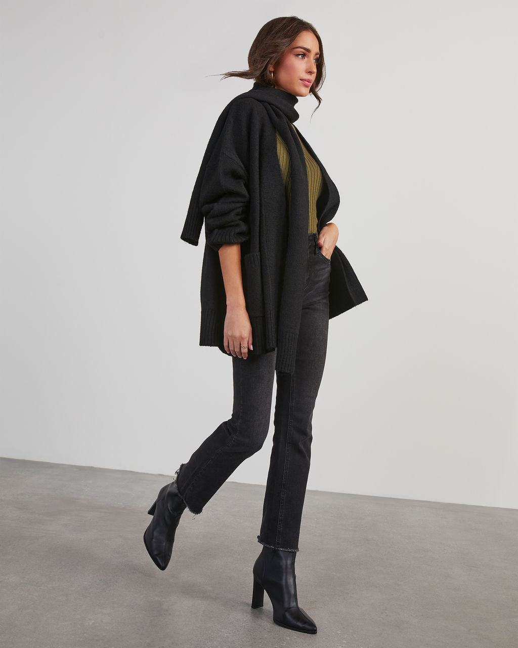 JSELF Design Fit Long Cardigan ブラック JSELF Design Fit Long