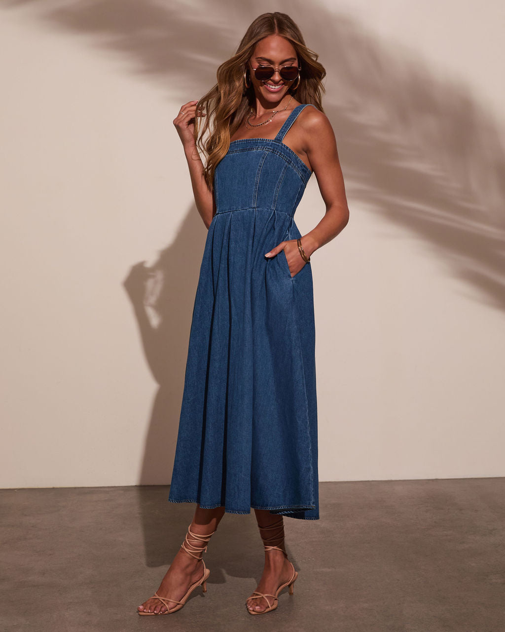 Meralda Corset Denim Midi Dress VICI Meralda Corset Denim Midi Dress VICI