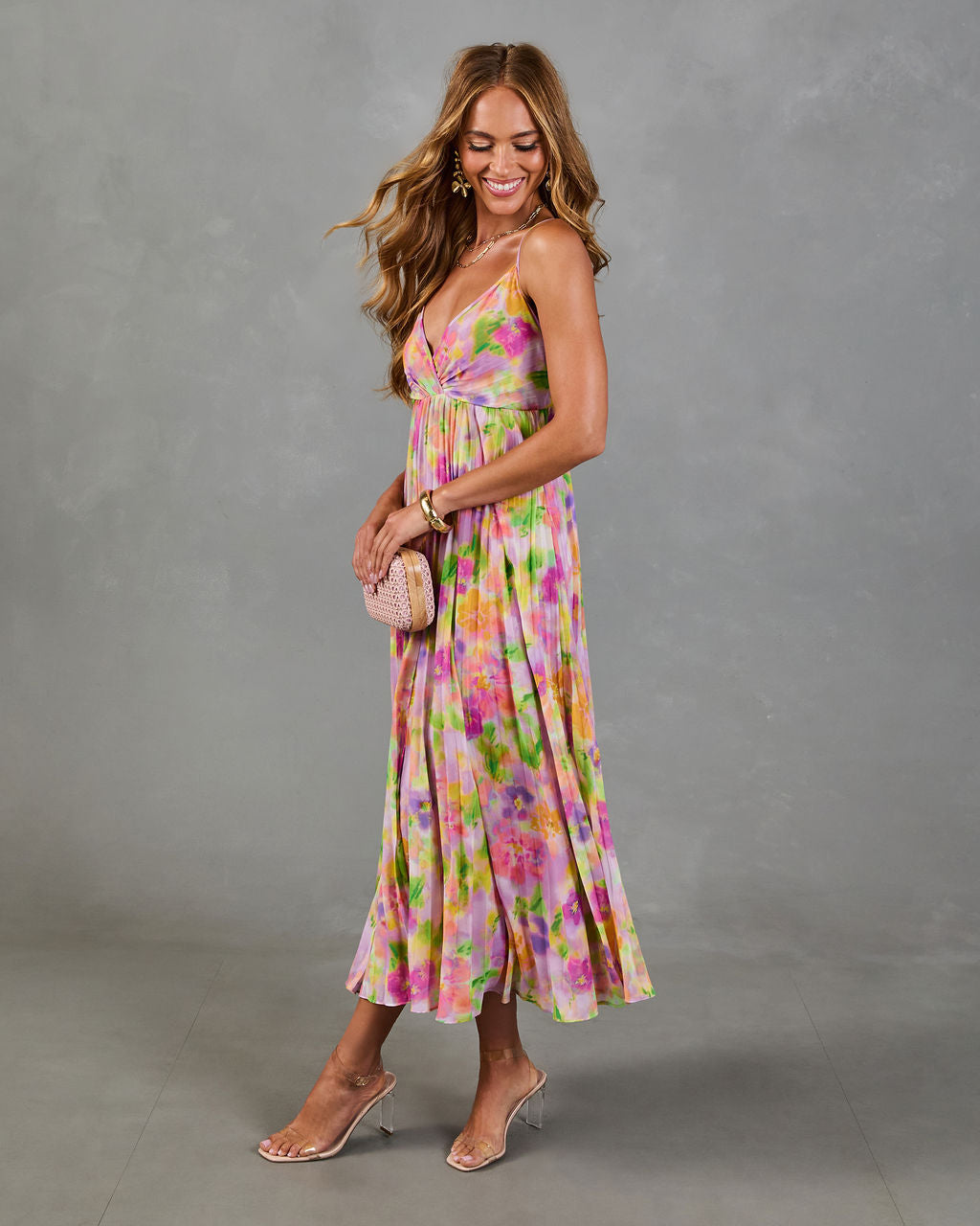 Garden Hush Floral Watercolor Maxi Dress – VICI