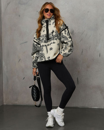 Brianna Sherpa Paisley Quarter Zip Sweatshirt