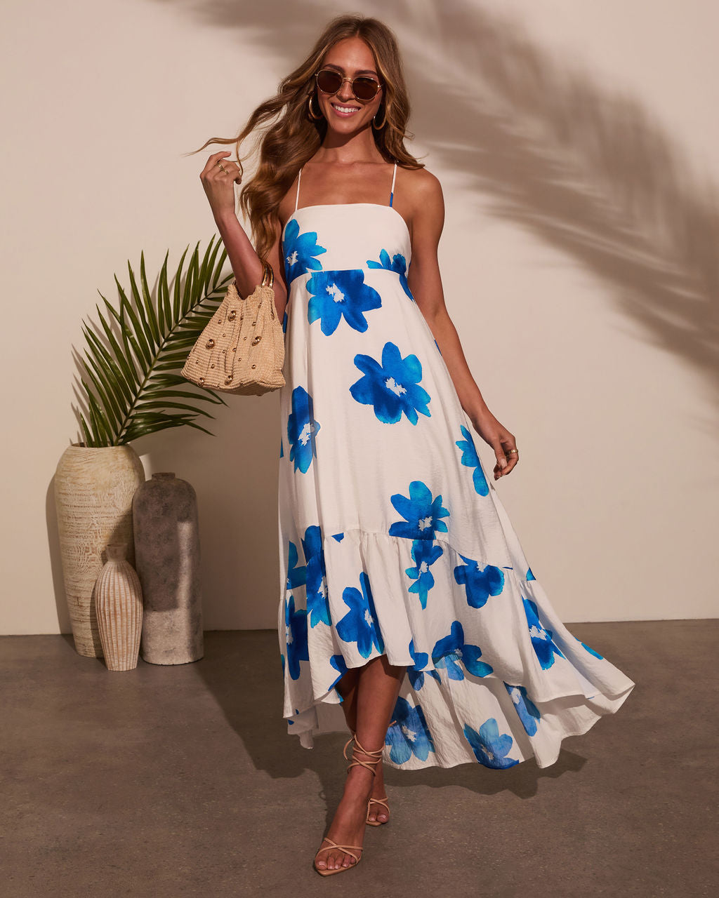 Avalee Floral High Low Midi Dress  VICI