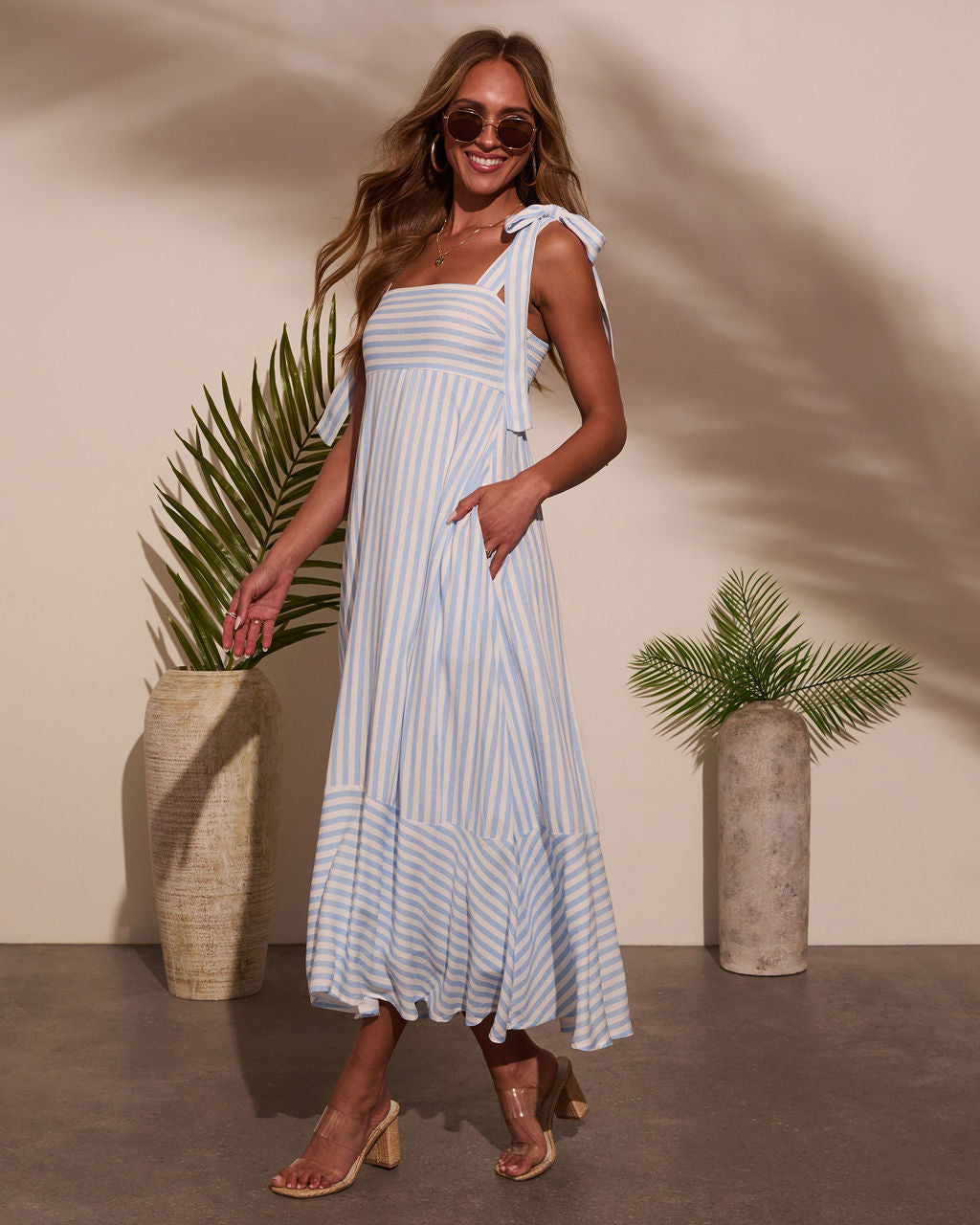 fitted lace wedding dress Boho Chic Striped Maxi Dress – Top Boho main image 1