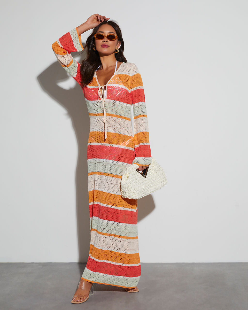 Sunsets Long Sleeve Crochet Maxi Dress VICI