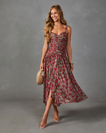Orchard Lane Floral Mesh Maxi Dress