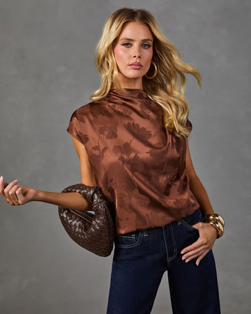 Hidden Romance Floral Satin Jacquard Blouse