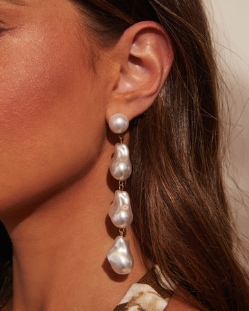 Dreamy Gem Pearl Drop Earrings