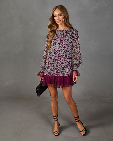 Fall In Love Floral Ruffle Hem Mini Dress