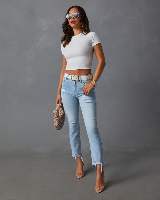 White % Julissa Ribbed Cropped Tee-3
