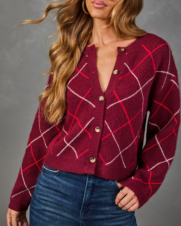 Fall Ritual Knit Argyle Cardigan