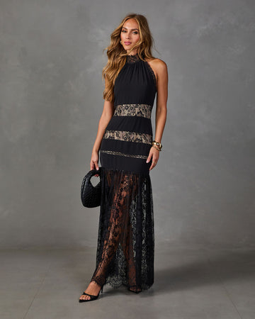 Loren Lace Halter Neck Maxi Dress