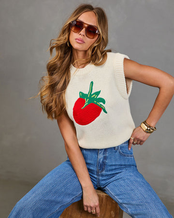 Berry Darling Knit Strawberry Sweater