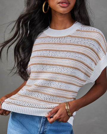 Victoria Striped Open Knit Sweater