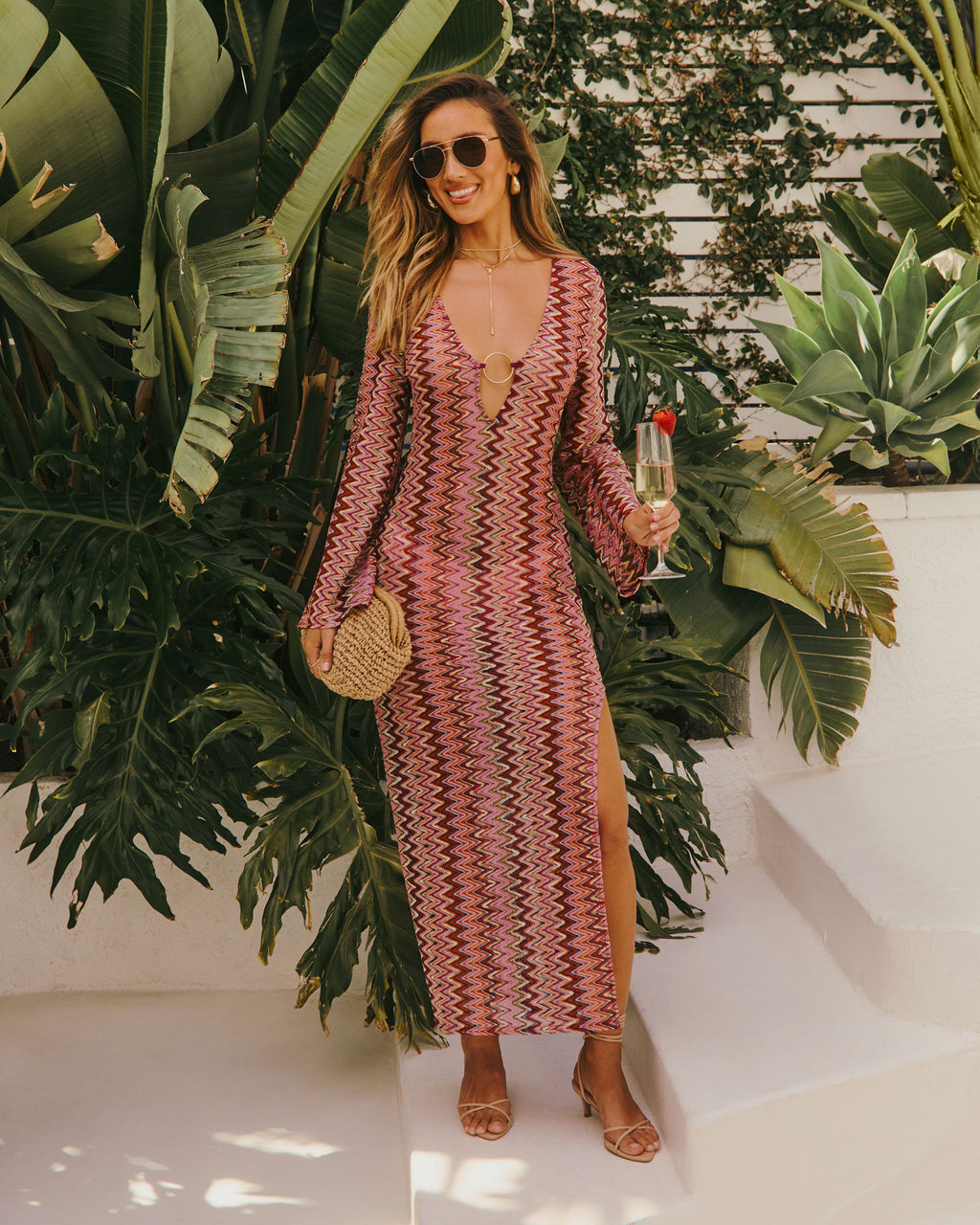 Joanne Crochet Cover Up Maxi Dress in Pink