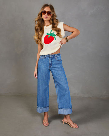 Ladena Rigid High Rise Wide Leg Cuffed Jeans
