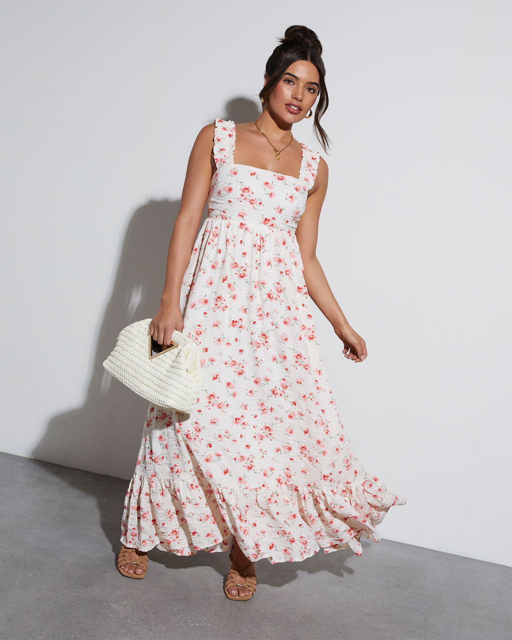 Floral Maxi Dress Forever 21 Ivory Dress Cottagecore Floral Maxi