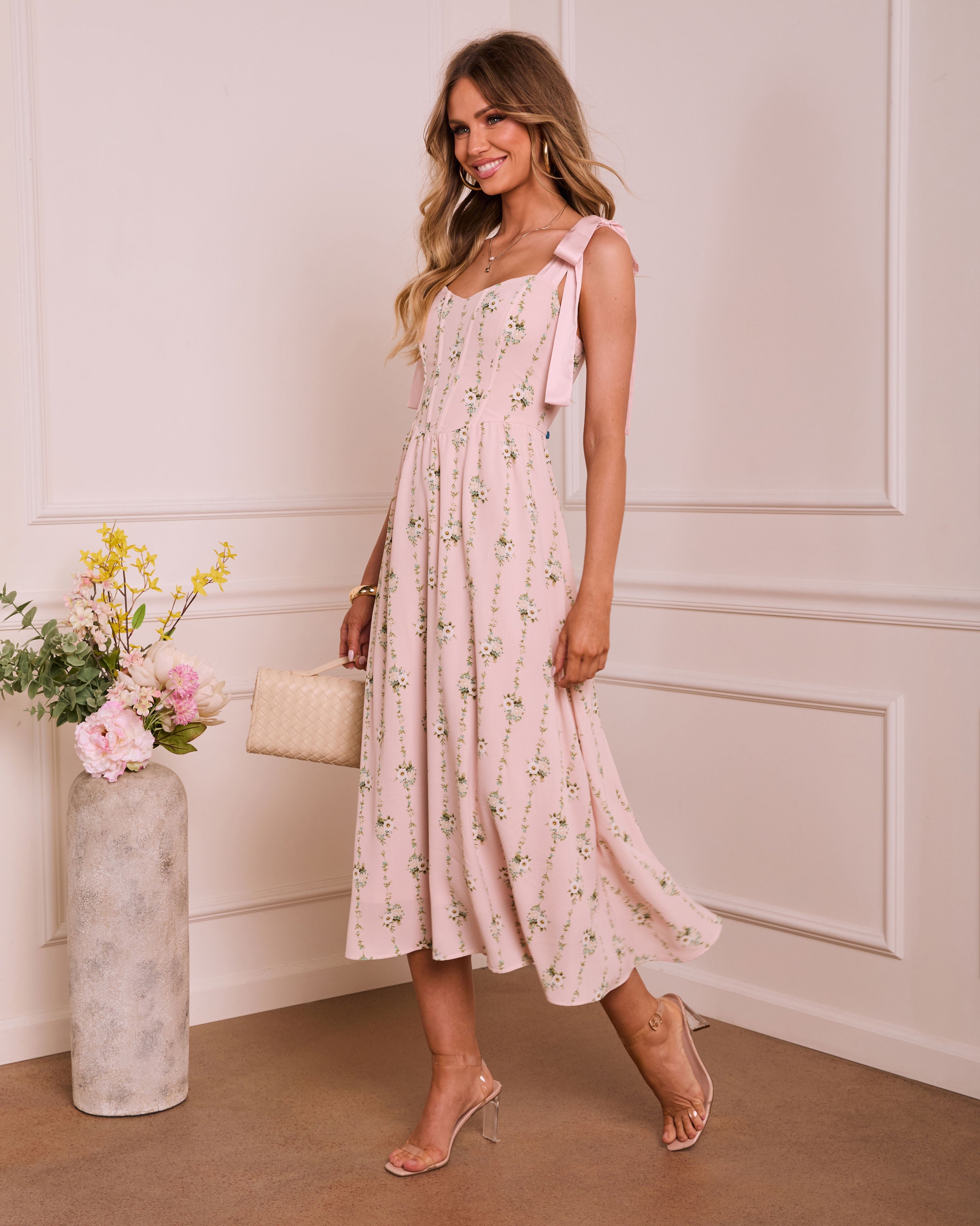morning meadows long-sleeve maxi dress Meadow Fresh Floral Maxi Dress in Blush