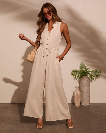 Finlee Waist Tie Linen Jumpsuit