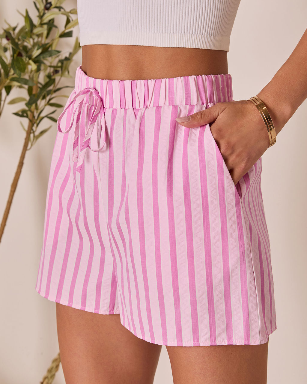 Florine Striped Drawstring Shorts – VICI