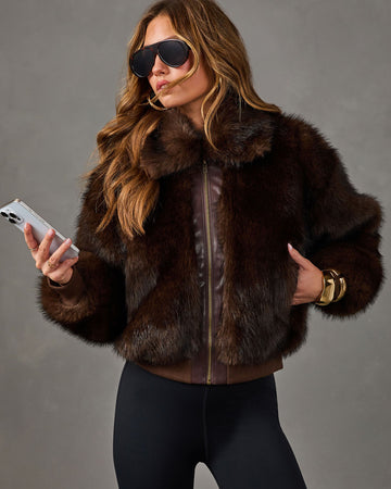 Rich Taste Faux Fur Bomber Jacket