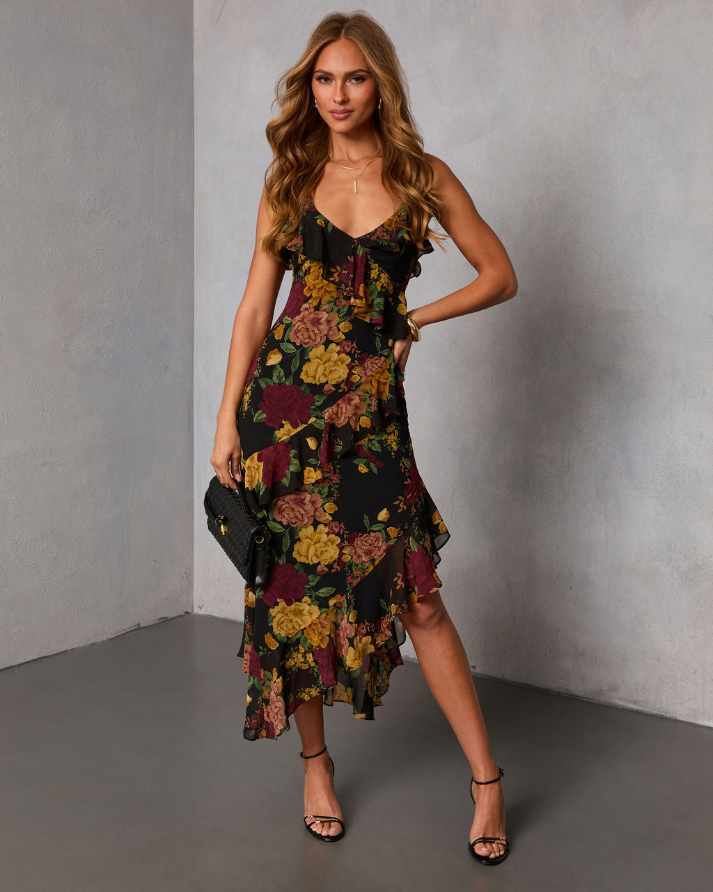 Garden Bliss Floral Tiered Midi Dress – VICI