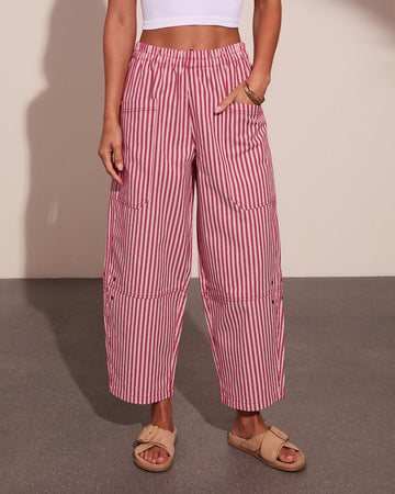 Nautical Honey Striped Barrel Leg Pants
