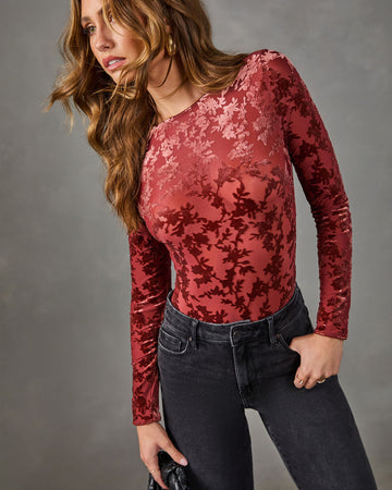 Rustic Romance Mesh Flocked Floral Bodysuit