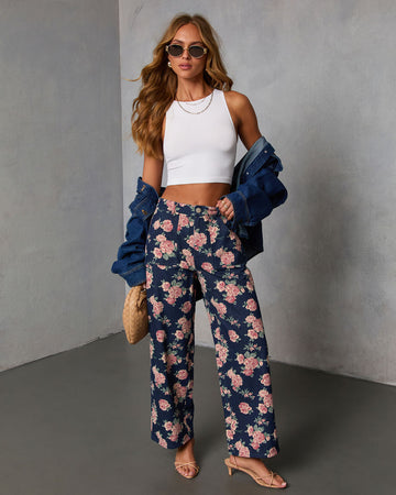 New Bloom Printed Rigid Straight Leg Jeans