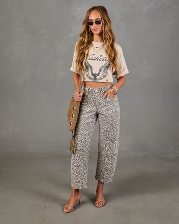 Dakota Rustler Animal Print Stretch Barrel Leg Jeans