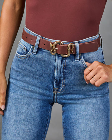 Coiled Grace Vegan Leather Snake Buckle Belt