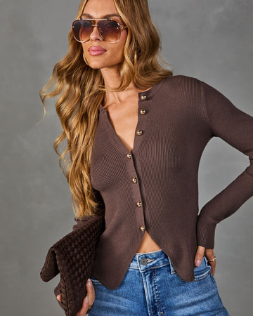 Amora Ribbed Knit Button Down Sweater