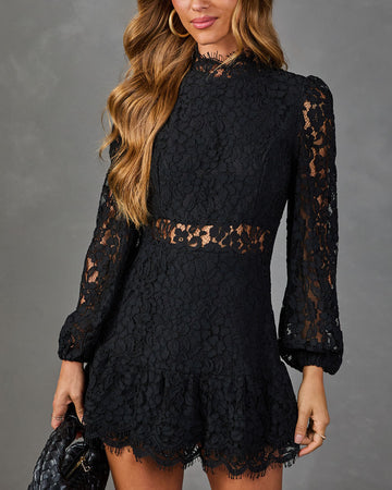 Alissa Lace Mock Neck Mini Dress