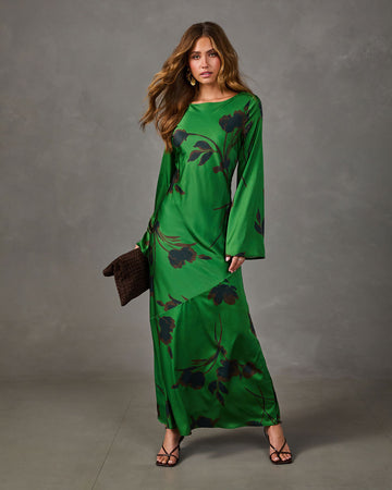 Grand Allure Floral Satin Maxi Dress